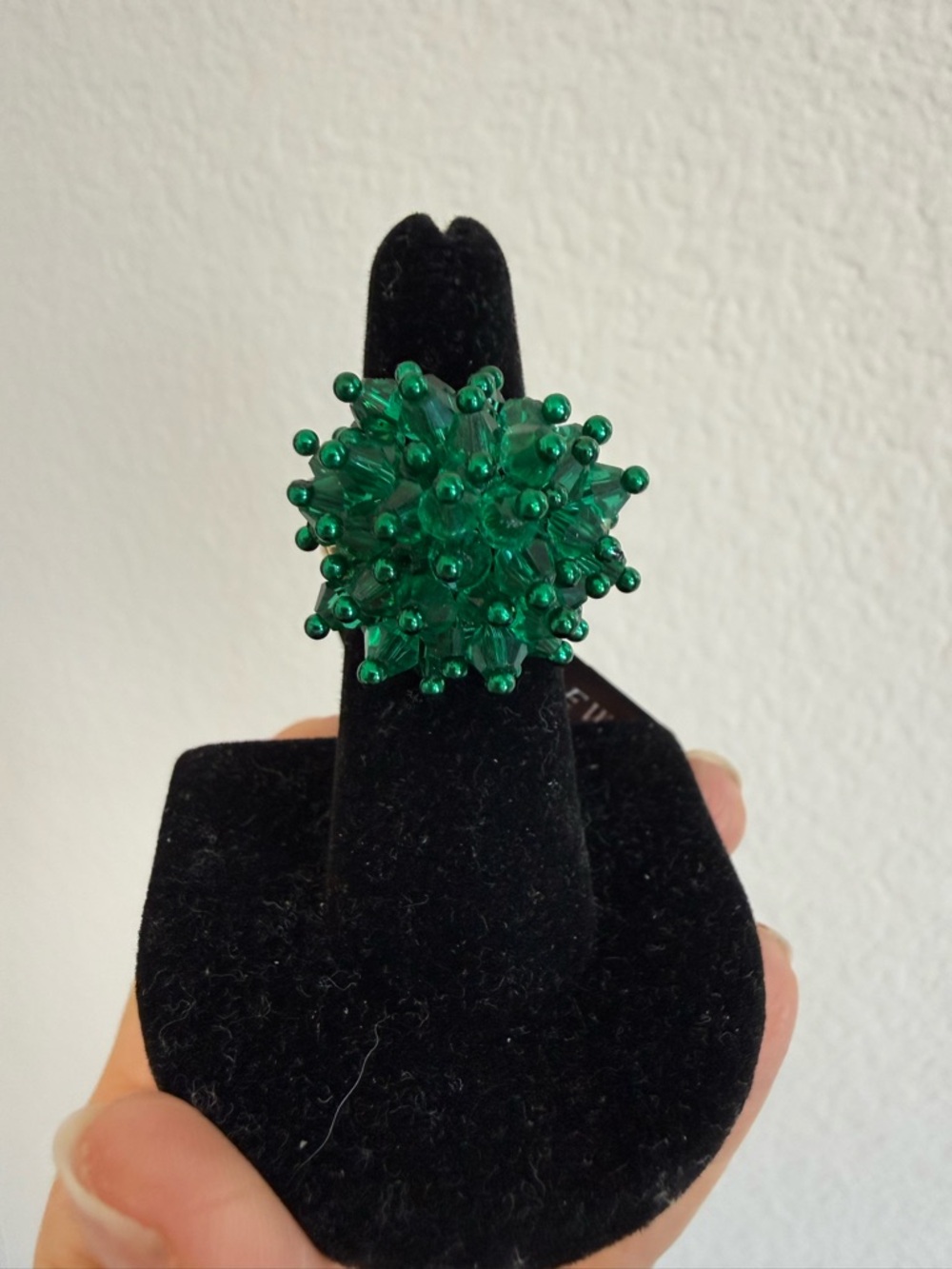 J. Crew Emerald Green Beaded Cluster Ring - Size 7 - NWT!
